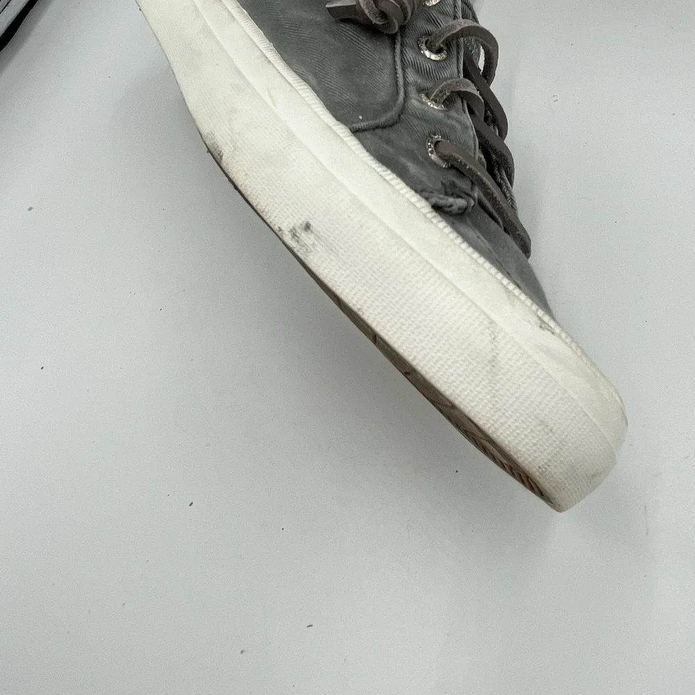 Sperry Women's Top Sider Boat Shoes Size 8.5 Blue Jean Gray Fabric Laces Slip On